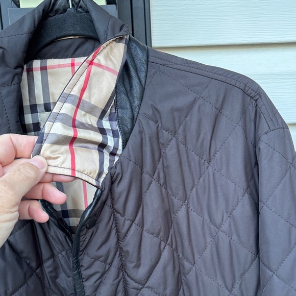 Burberry London Ladies/Men’s Nova Check Black Leather Trim Snap Buttons Jacket-L - Picture 4 of 15